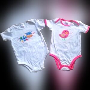 Lot of 2 thick, soft Hanna Andersson Organic Cotton Onesies Undershirts 90cm 3T